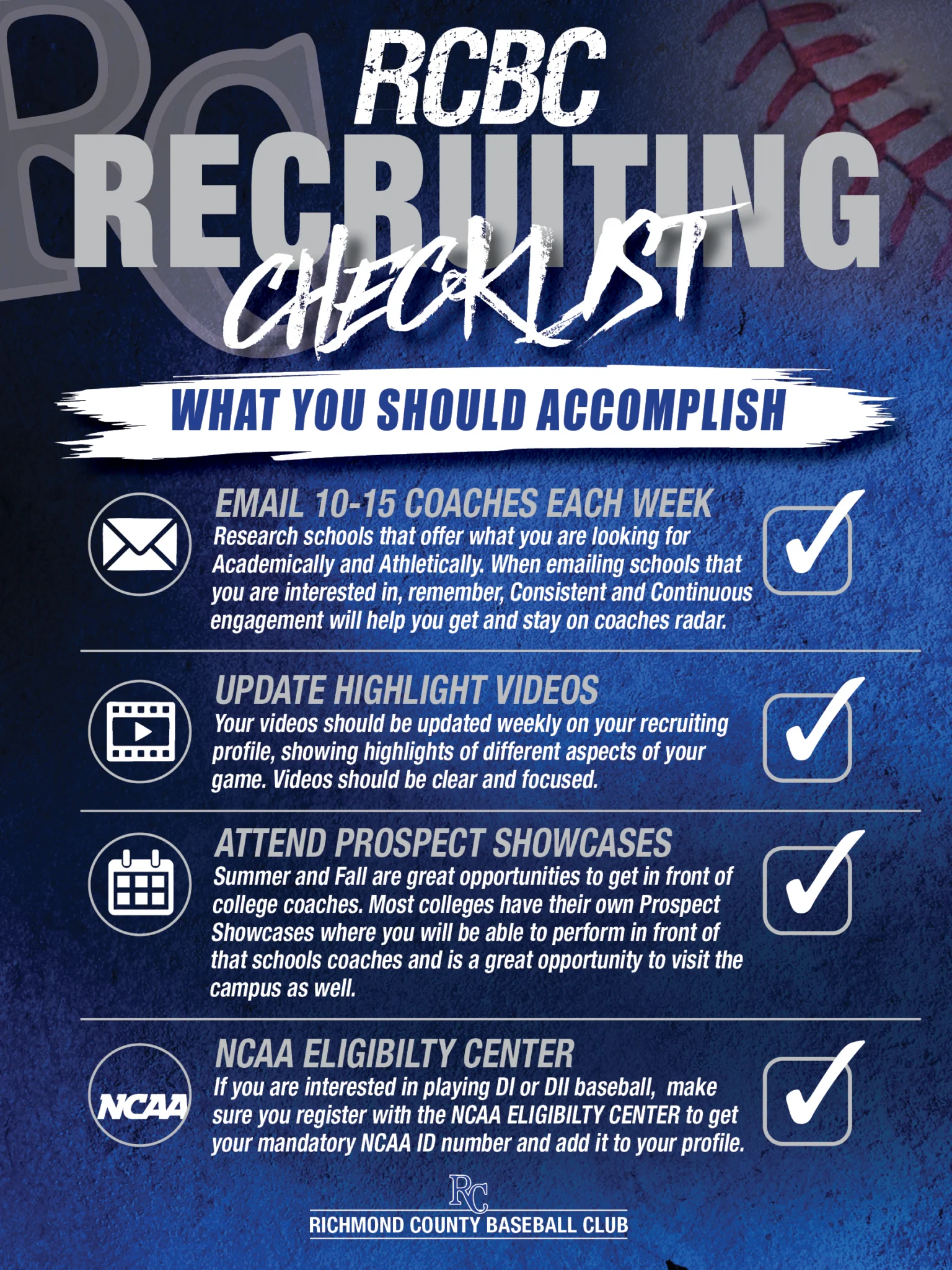RCBC Summer College Checklist 2